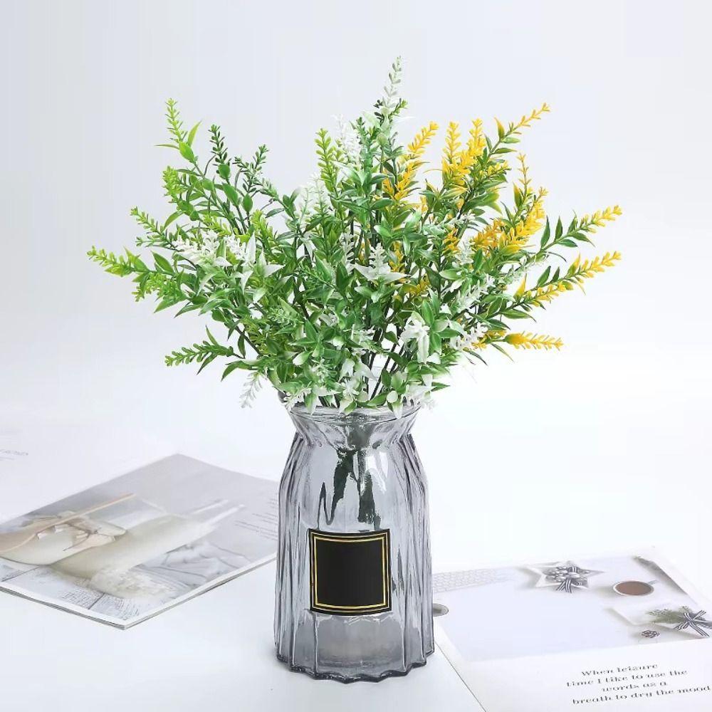 5PCS 7 Heads Faux Lavender UV Resistant Fake Flowers Reusable Artificial Lavender  Outdoor Garden