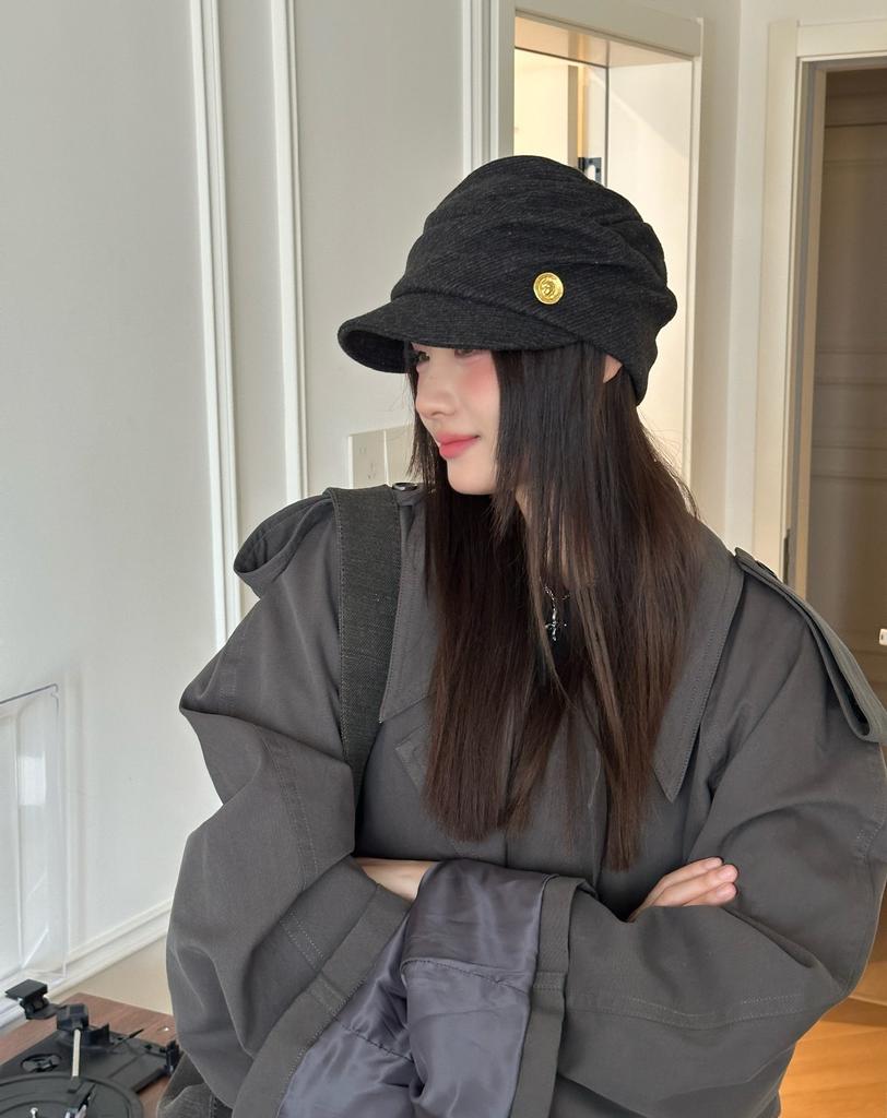 New Retro British Style Equestrian Hat Pleated Newsboy Hat Women's Autumn and Winter Versatile Face Knight Cap