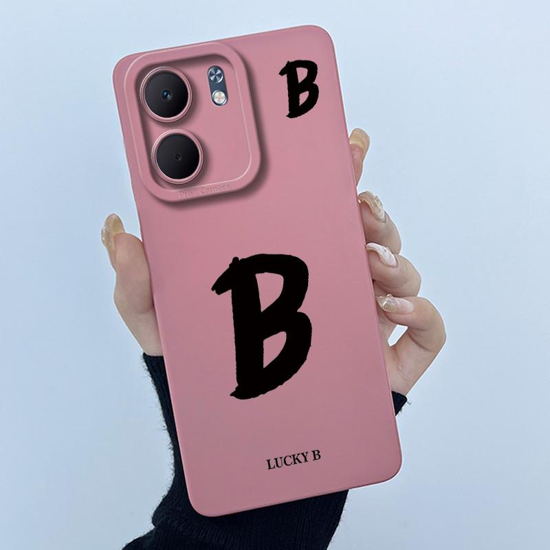 For OPPO A5x CPH2725 Cover Case Lucky Initial Letter Couple Silicone Soft Matte Phone Bumper for Oppo A5x 4G 5G 2025 Casing