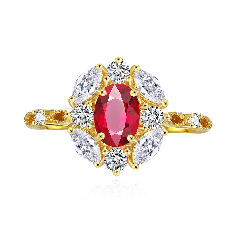 

Храм Луоси 2024 Серебряное кольцо S925 Овальное цвета «голубиная кровь» 5x7 мм Европейская и американская мода Size 7