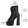 Comfortable Block Heel Sandals Women Platform Summer Shoes Lace Up Peep Toe Sexy Mesh Ankle Boots Walk Wear