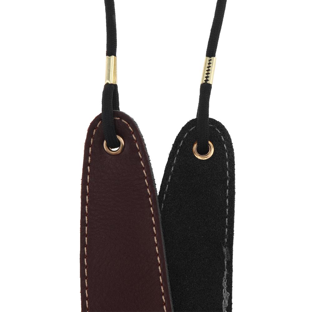 Adjustable Genuine Leather Saxophone Clarinet Neck Strap Single Shoulder Strap Metal Buckle