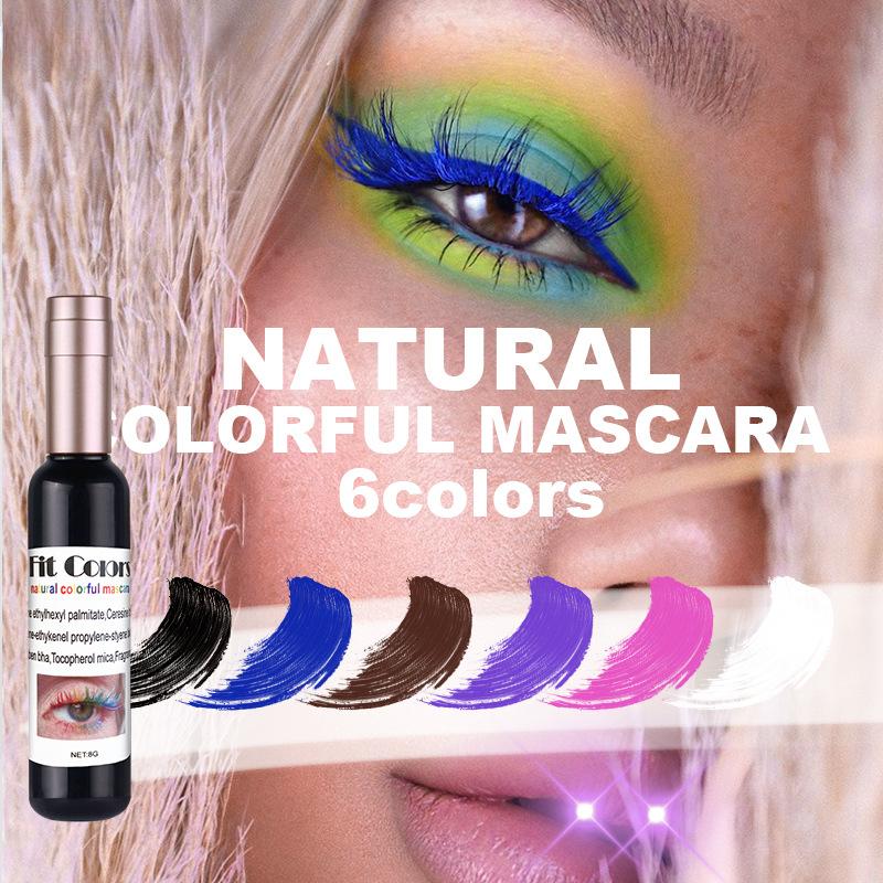 Mascara colorato Ricciolo naturale Lungo e spesso Mascara abbagliante impermeabile e resistente al sudore Design cosmetico per bottiglia di vino