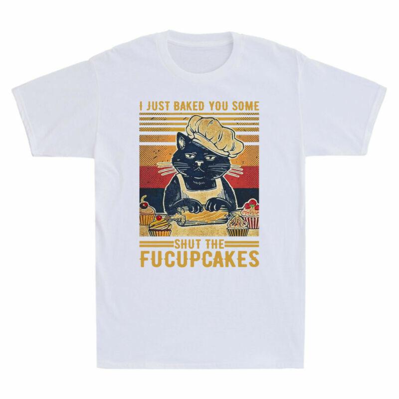 I Unisexs Vintage Shirt Shut Some Just You Black Fucupcakes Cat T Chef Baked The