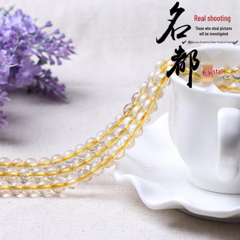 Golden Rutilated Quartz Crystal Beads for DIY Jewelry Accessories