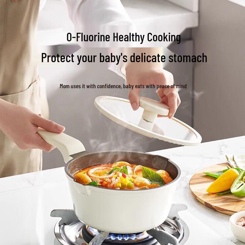 Xiaocaiya 20cm Titanium Ceramic Non-Stick Milk Pot with Steamer