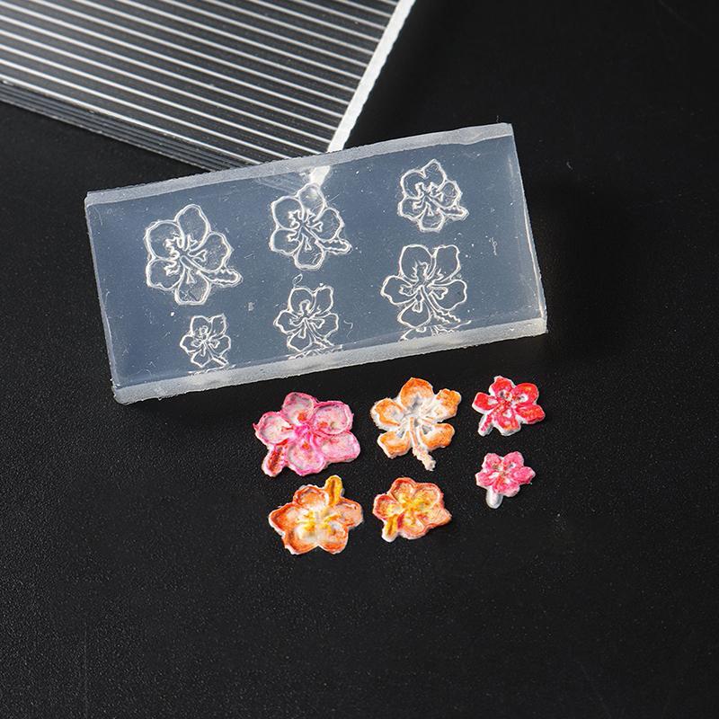 5D Flower Mold Nail Carving Mould Stencils Plumeria Flower Spring Nail Art Decorations Manicure Template Diy Manicure Decor Tool