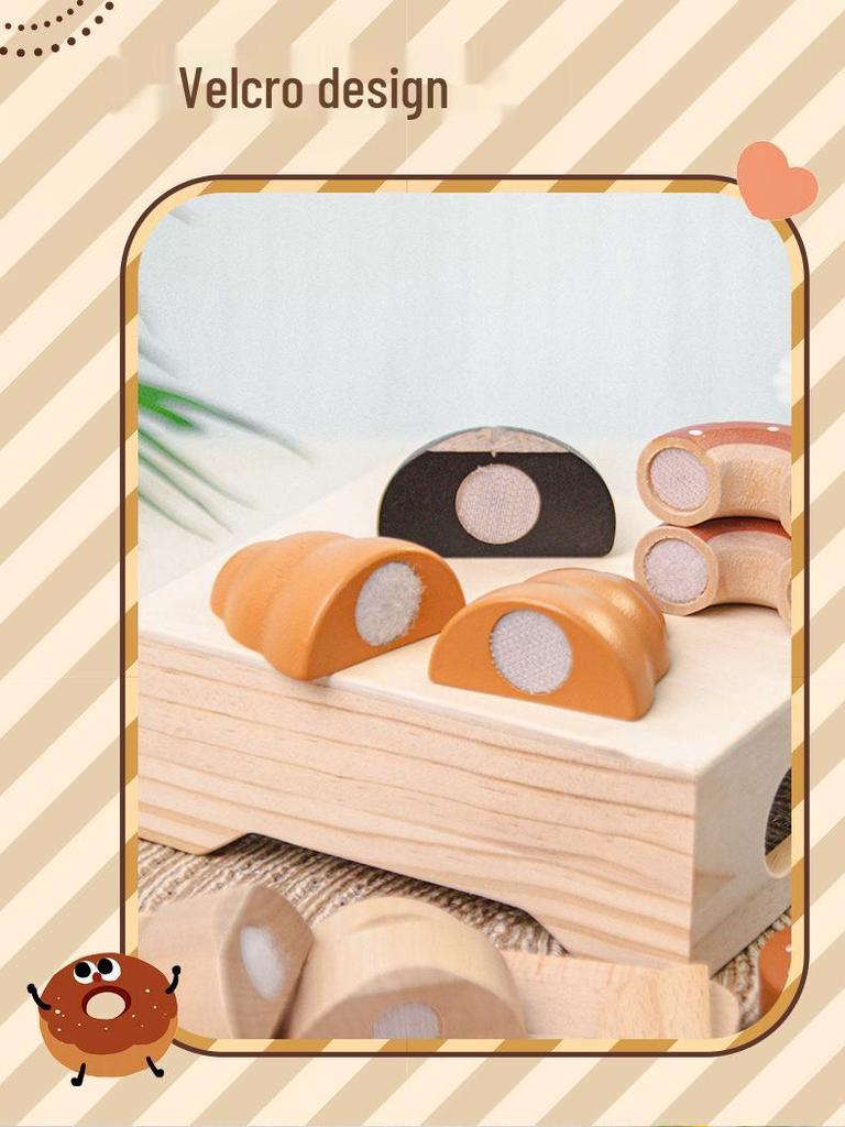 Wooden Velcro Bread & Veggie Cutting Play Set