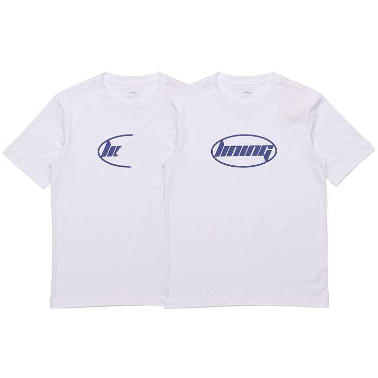 Li-Ning Letter Print Short Sleeve T-Shirt Unisex Tops White AHSQ412-1