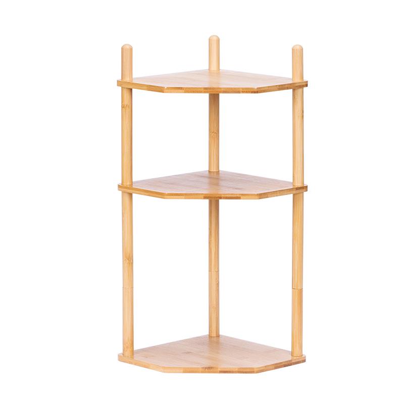 Bambusová kuchyňská rohová police: Multifunkční trojúhelníkový stojan na koření pro uložení na pracovní desku a na stůl.