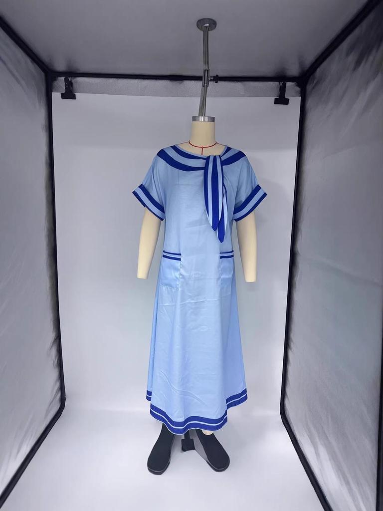 Temperament Bow Pocket Short Sleeve Loose Maxi Dress