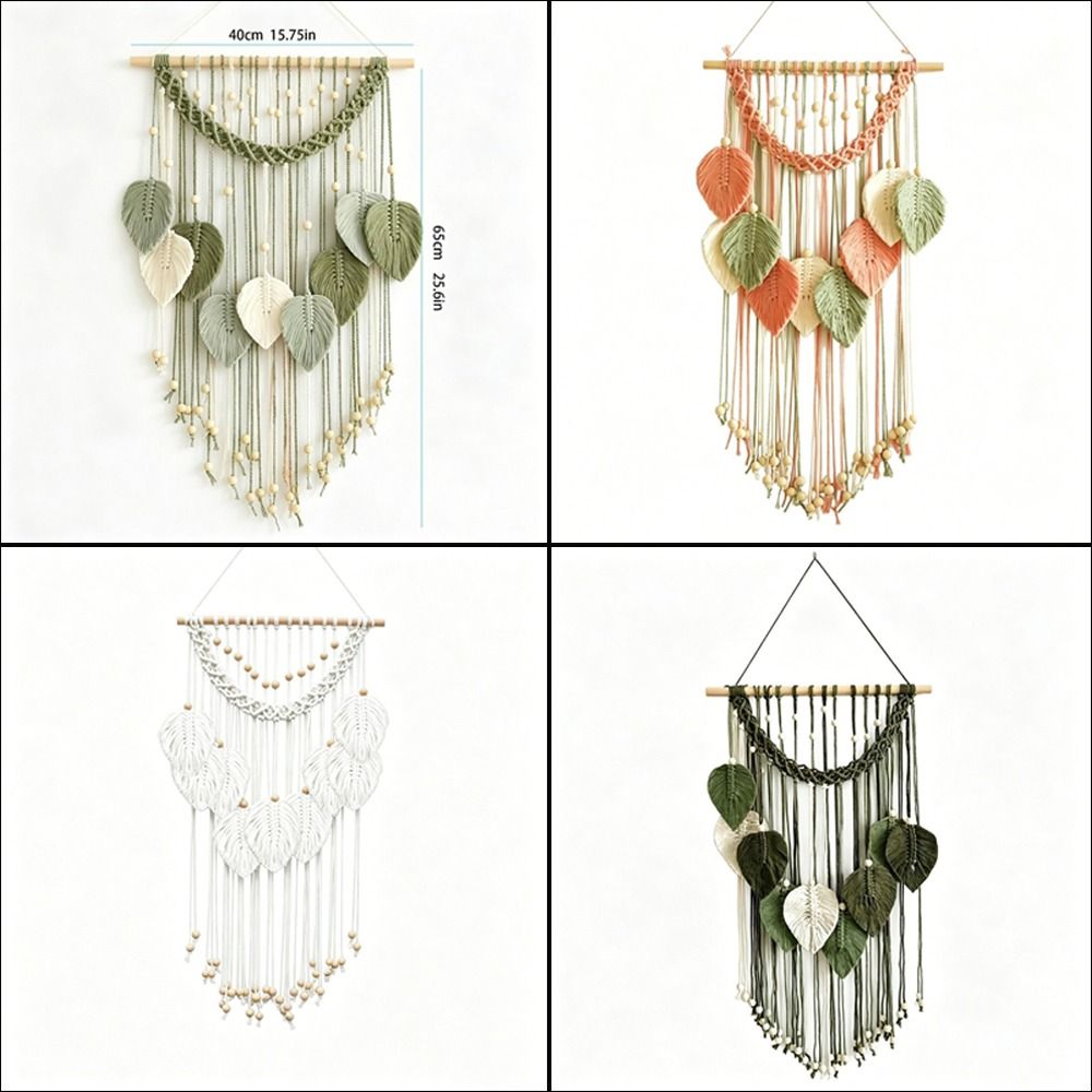 Handmade Woven Macrame Wall Hanging Cotton Rope Boho Wall Decor New Leaf Wall Decor Wall Ornament