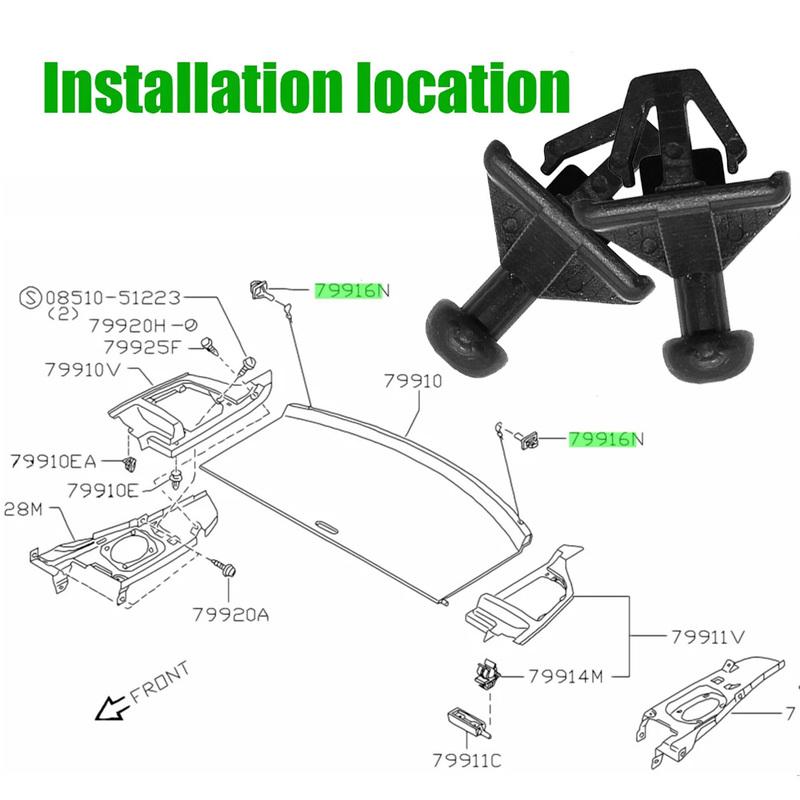 2x Auto Accessories Car Cargo Parcel Shelf Hook for Nissan Kicks Versa Note Silvia Micra 180SX 200SX 240SX 2014- 79916D1000