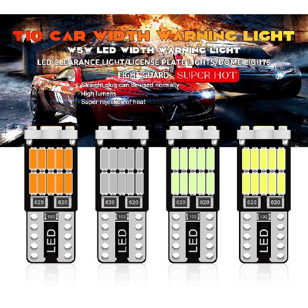 10PCS T10 W5W LED Bulbs 4014 26SMD Canbus 168 194 Signal Lamp White For Car Interior Parking Position Light Map Dome Light Bulbs 7