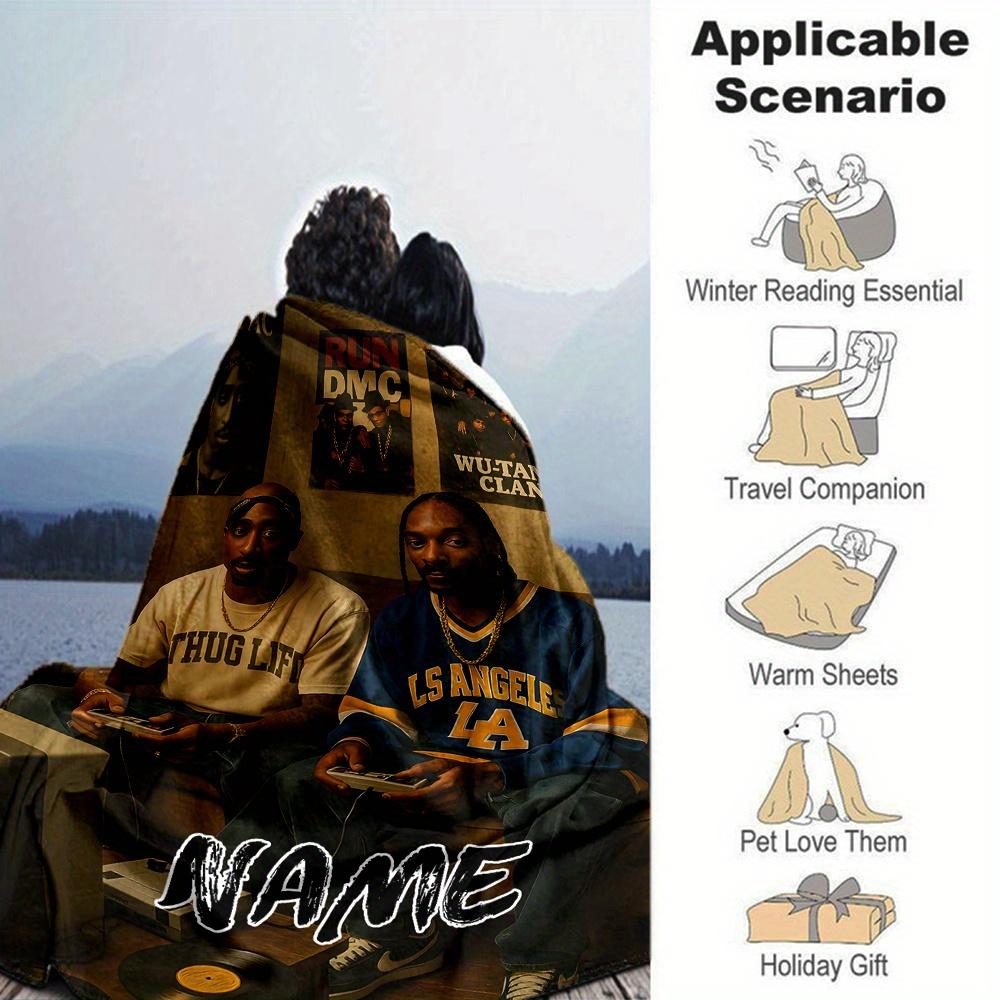 Tupac Snoop Dogg Gaming Room Posters Four Seasons Blanket Customized With Your Name Lightweight And Warm Perfect Gift For Home Office Camping Sofa