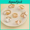 Pearl Ring Set For Women Geometric Vintage Baroque Design With Electroplated Finish For Fashion Jewelry