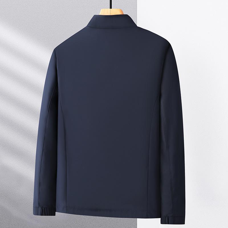 Red Festive Small Stand-Collar Casual Jacket for Middle-Aged Men - Spring/Autumn