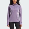 Adidas Originals Aeroready Hyperglam 1/4-Zip Top Color Block Quick-Dry Long Sleeve T-Shirt Women Tops Dark-Gray Violet IL6981