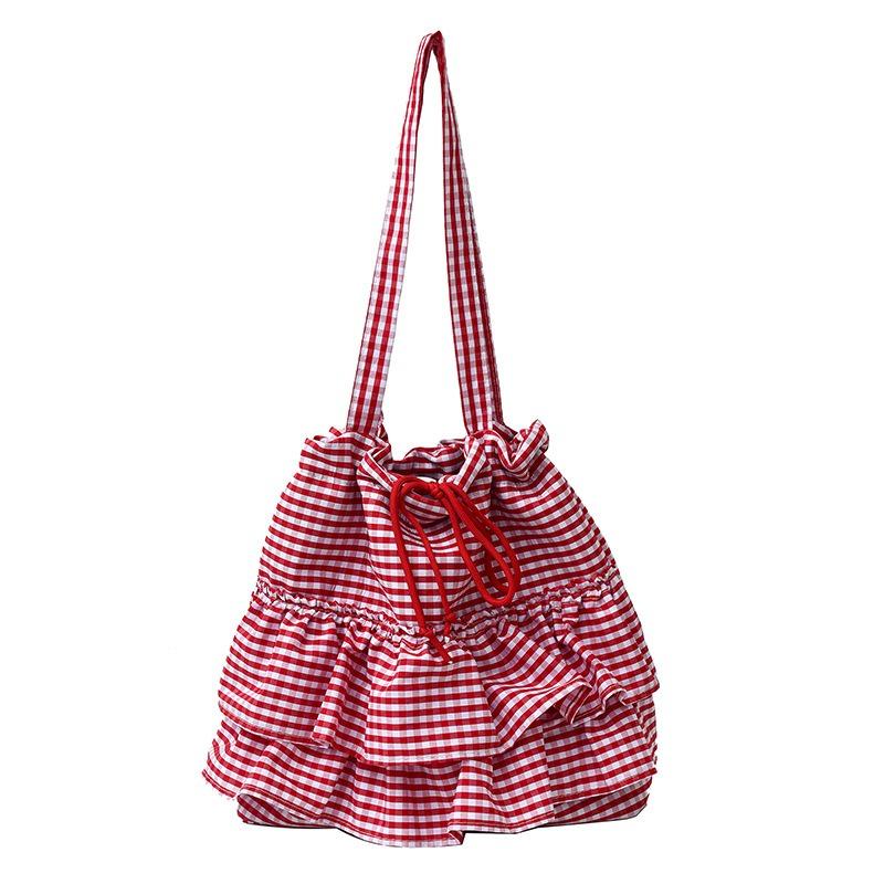 Fashion trendy large-capacity canvas bag, new floral plaid tote bag, shoulder women's bag
