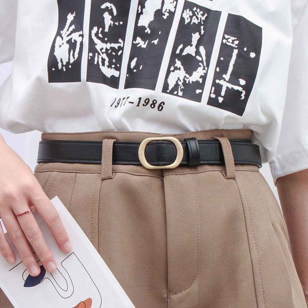 Casual Leather Belt Versatile Trouser Dress Belts Chic Non-Porous Buckle Waistband