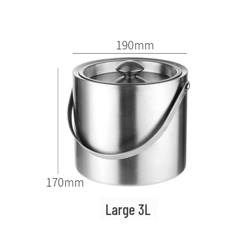3L Stainless Steel Double-Layer Insulated Ice Bucket & Creative Beer/Wine Barrel Lunch Box
