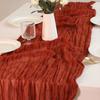 Bohemian Twist Tiulowy Bieżnik na Stół - Pomarszczona Elegancja na Wesela i Imprezy