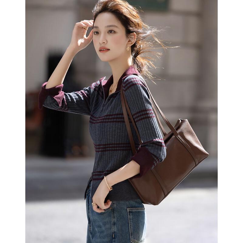 Demana Women's Striped Merino Wool Blend Knit Cardigan