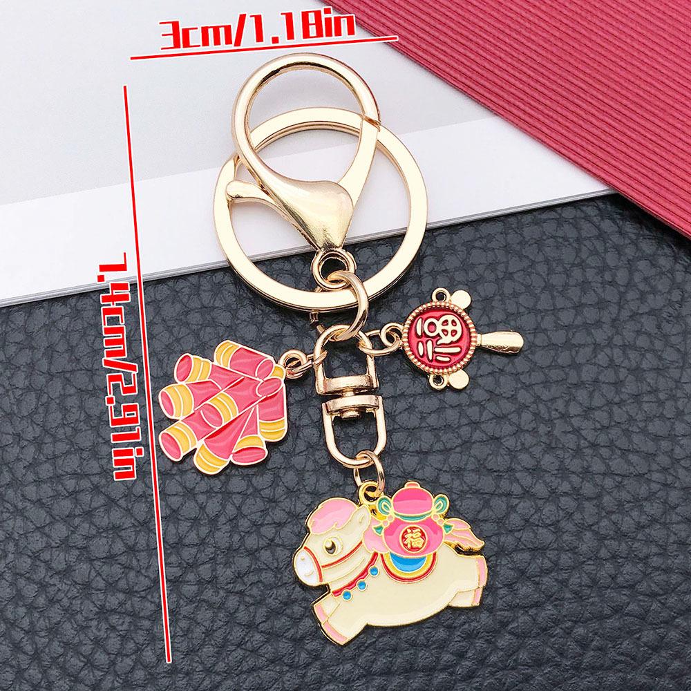 New Year Zodiac Horse Cartoon Oil Drip Keychain - Perfect Gift for Friends & Couples