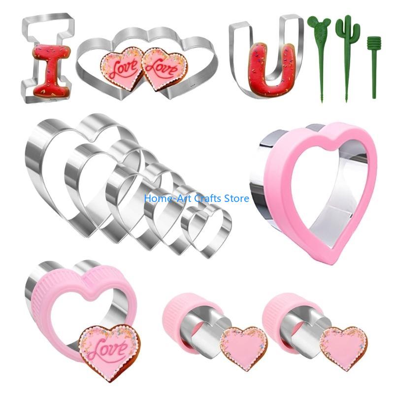Y3NA Cookie Cutters Stainless Steel Molds Set Heart Shaped Unique Cookie Molds CN