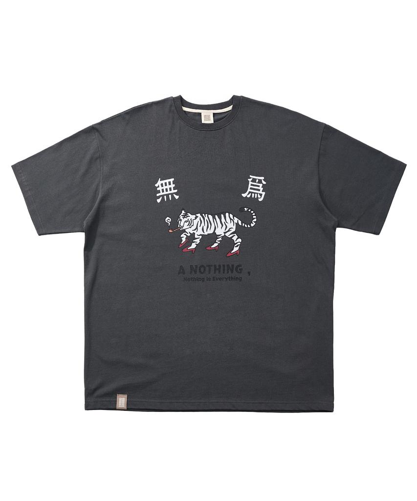 A NOTHING Mu-Wi Prt. Box 1/2 Tee (Charcoal)