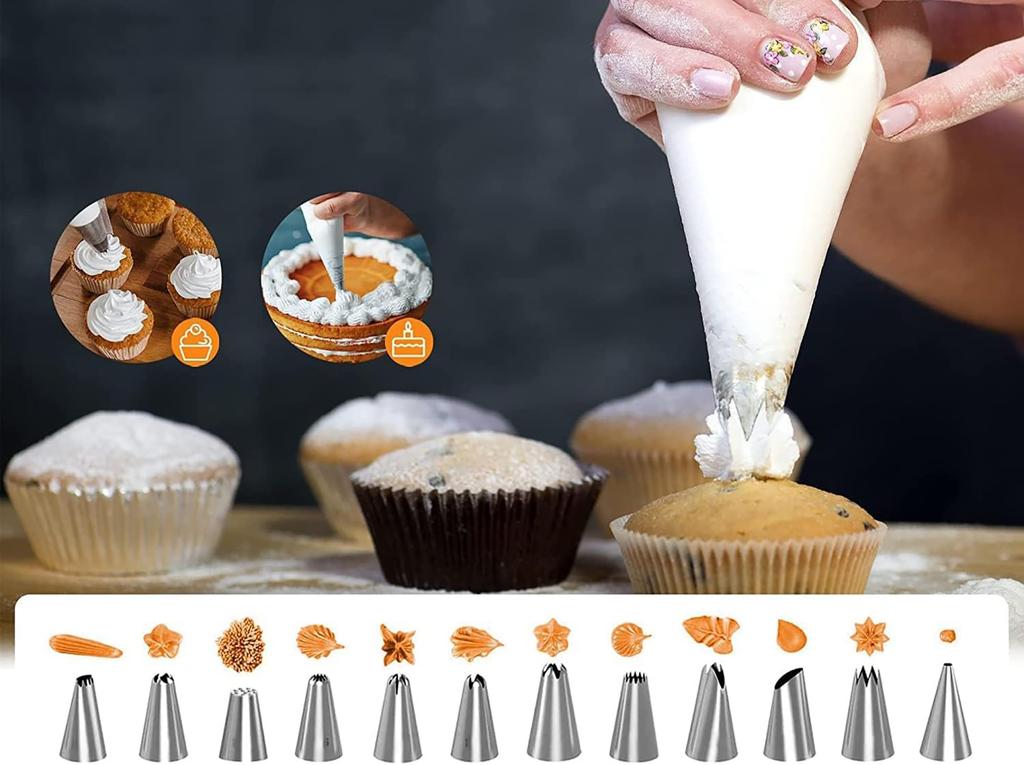 Tiger Crown 65-Piece Cake Turntable Set - Perfect for Finishing Off Cake Decorations - Includes Piping Bags and 24 Nozzles. Ideal for Beginners.