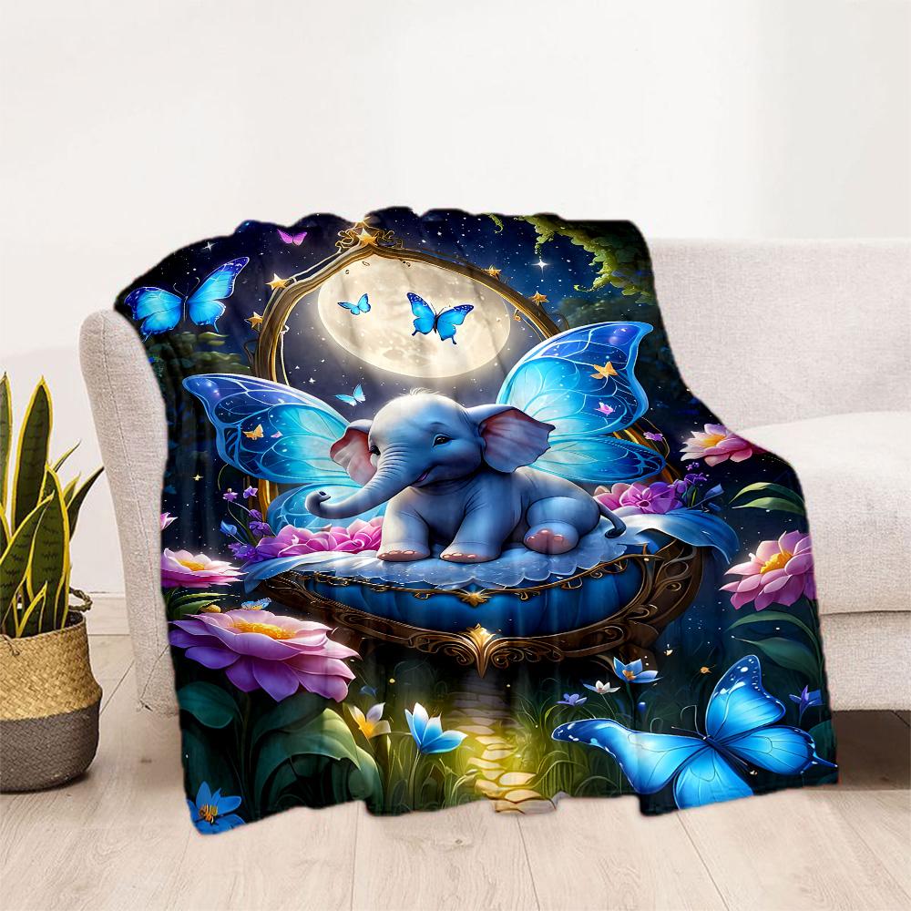 Colorful Elephant Garden Blanket Suitable for Offices, Travel, Living Rooms Also a Good Gift for Friends and Family Suitable for All Seasons.