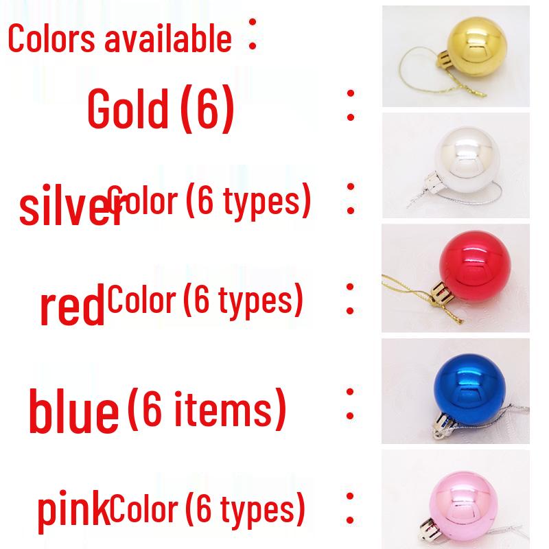 Weihnachtsbaum Ornamente: 6 galvanisierte Dekorationskugeln (7cm, 5cm) in Gold, Silber, Rot und Blau.