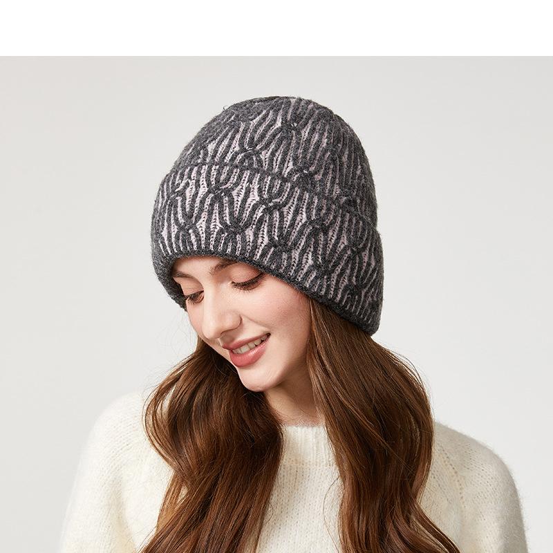 

Зимняя женская вязаная шапка большого размера, эластичная шапка
