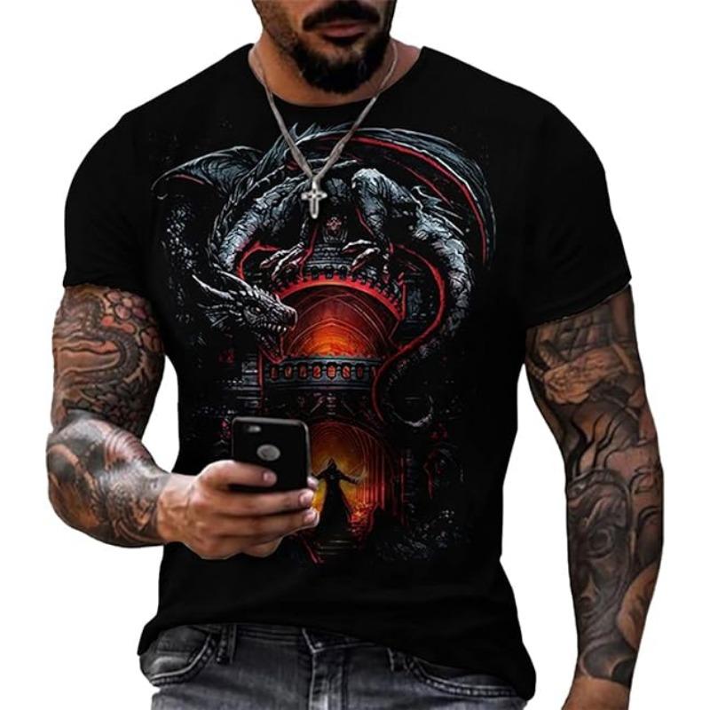 Men's Summer Short Sleeved 3D T-shirt Top Street Skull Pattern Men's Casual T-shirt Top  6XL