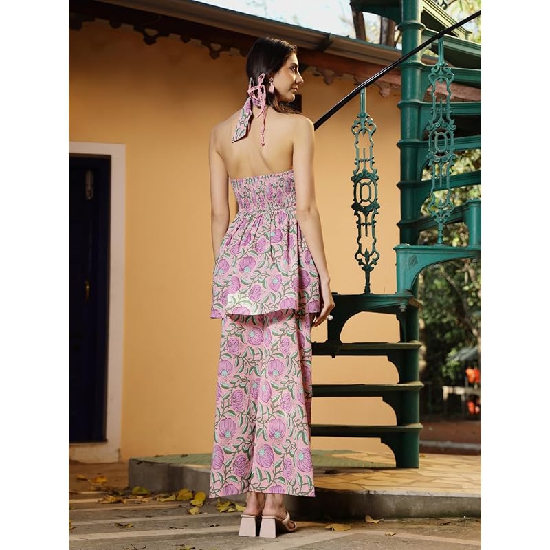 Stylum Women' Floral Printed Cotton Kurti Pant Set