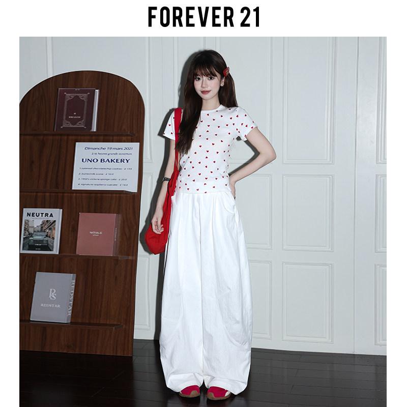 Forever 21 White High-Waisted Wide-Leg Women s Summer Drape Pants L