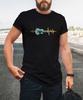 Heartbeat of A Guitarist Cotton TShirt Retro Guitar Lover Gift Guitar Vibes Perfect Gift for Music Lovers Casual Men Clothing