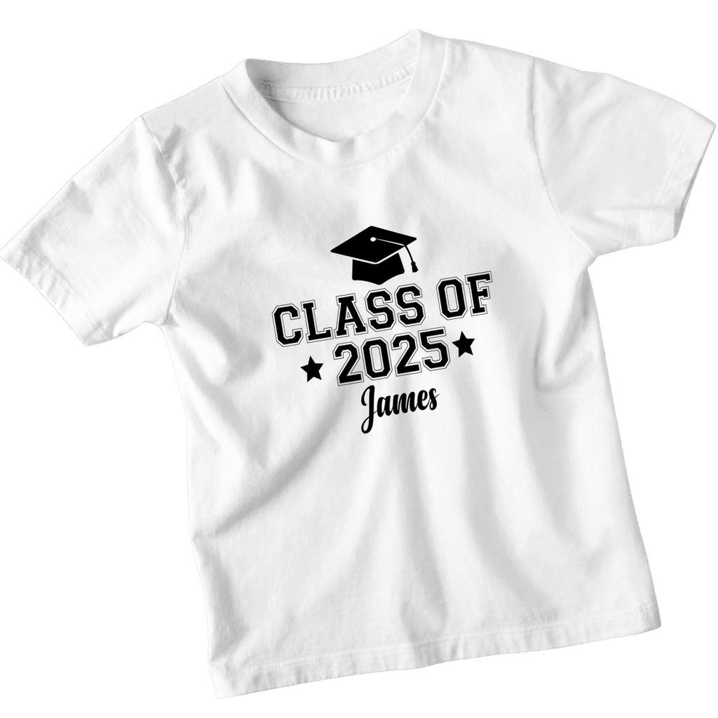 Personalised Class Of 2025 Graduation 100% Cotton T-shirt Mens Tees Top Custom Name James Boys Girls