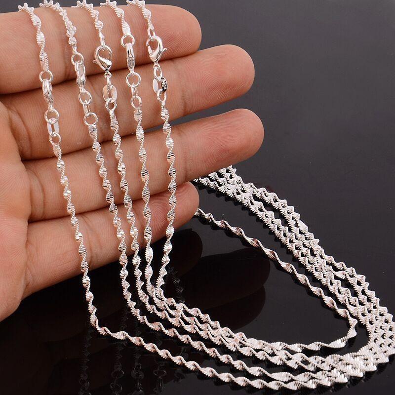Cross Border Goods From Europe America Along Island Silver Plated Necklaces Jewelry Women Water Wave Chain Pendants With Short Collarbone Accessories