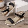 Foreign trade large-size sandals for women in the summer of 2024, new European and American buckle thick-soled one-word wedge sandals for women