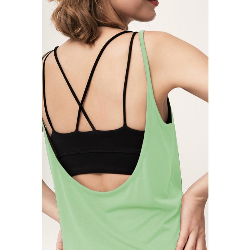 Women Loose Fit Halter Neck Backless Sleeveless Yoga Top