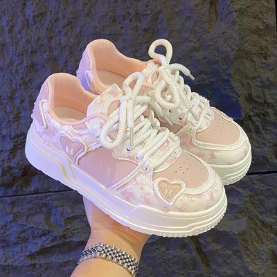 Fashion Casual Women's Shoes Autumn Round Toe Fashionable and Versatile 2024 Shallow Mouth Thick Sole Autumn Sports Shoes New Style