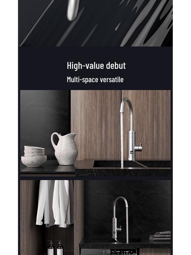 Instant Hot Water Faucet: 304 Stainless Steel, Intelligent Temperature Control, 3-Second Heating, Dual Cold & Hot Use, Digital Display