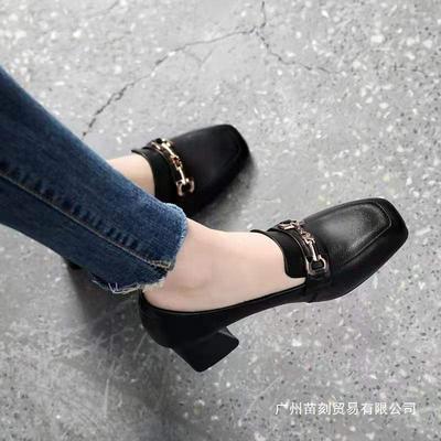 Real Soft Leather Single Shoes Women's Spring and Autumn High Heels Mother Shoes Thick Heel Small Leather Shoes