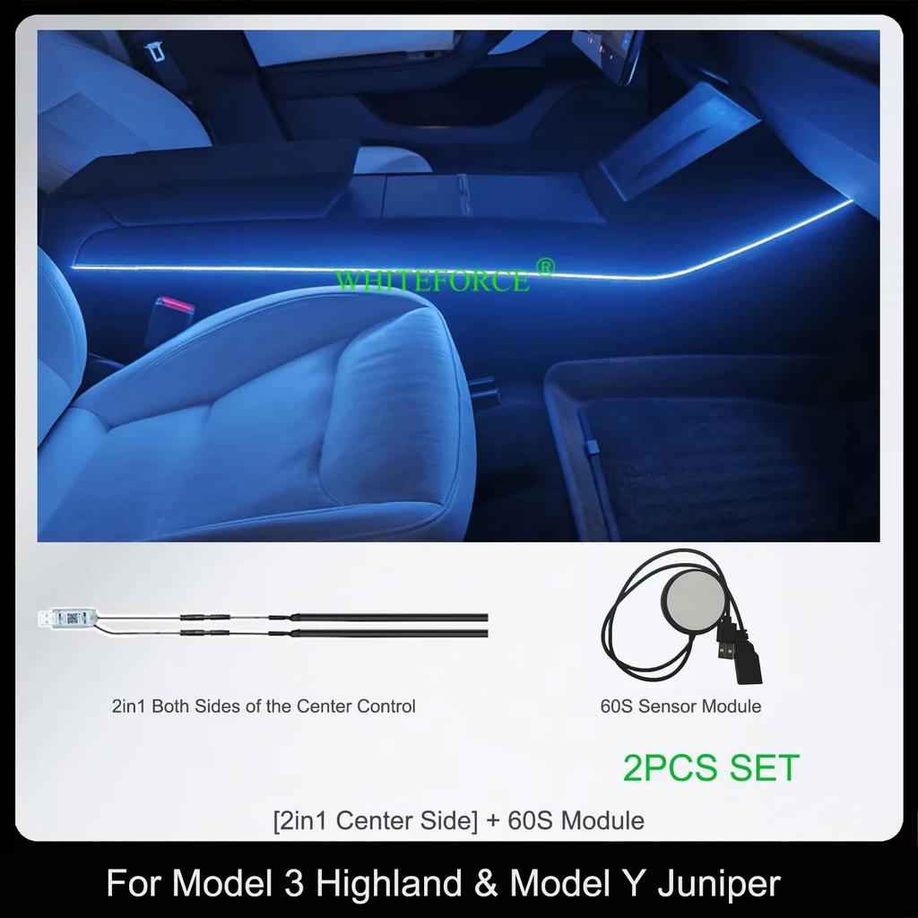 For Tesla Model Y Juniper Model3 Highland Streaming Ambient Light Dashboard Flow Light USB Ambient Strip Lamp Body Sensor Module