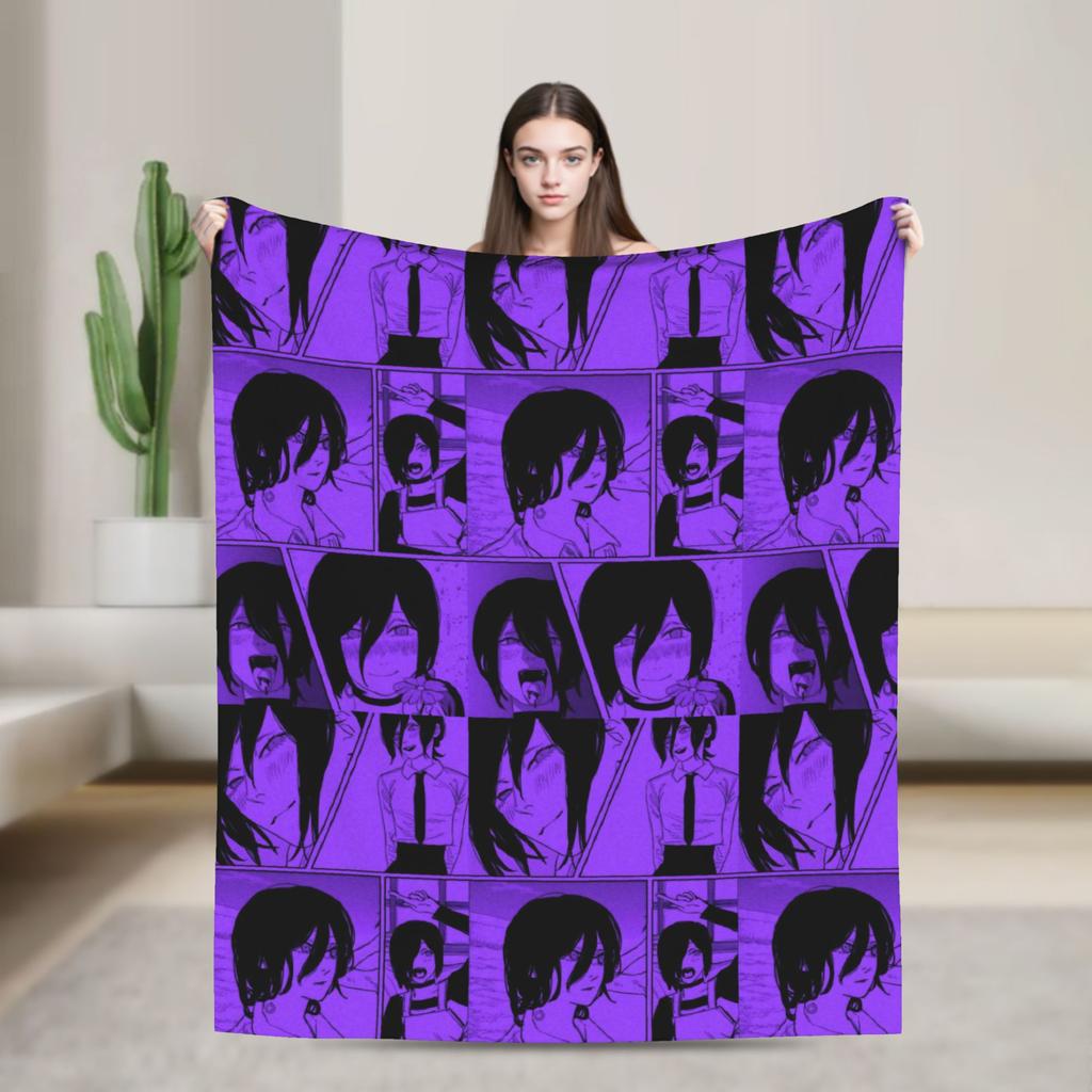 Reze Anime Girl Blankets C-Chainsaws Plush Vintage Warm Throw Blanket for Chair Covering Sofa Autumn/Winter