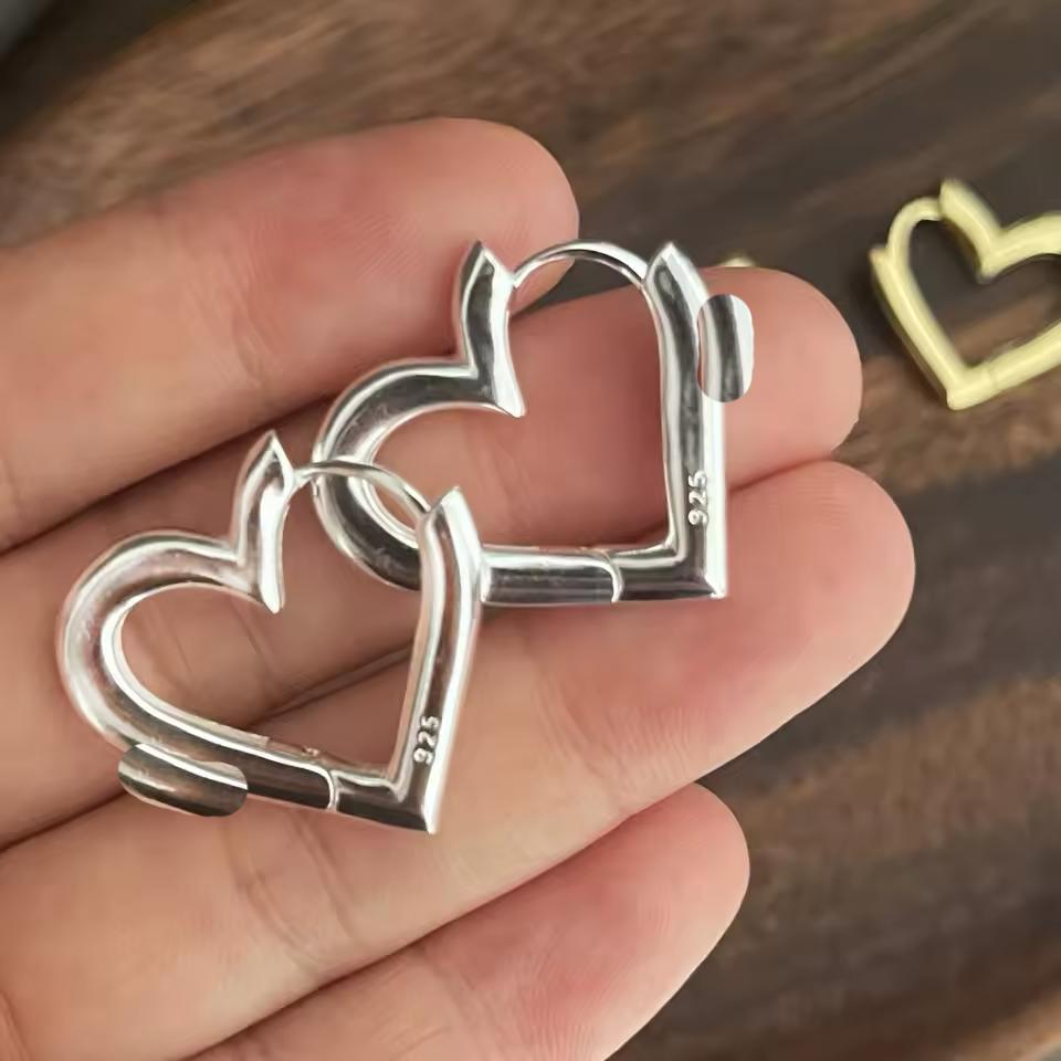 Xiaomi 925 Sterling Silver Earrings For Women Geometric Trendy Simple Big Heart Earring Jewelry Prevent Allergy Party Accessories