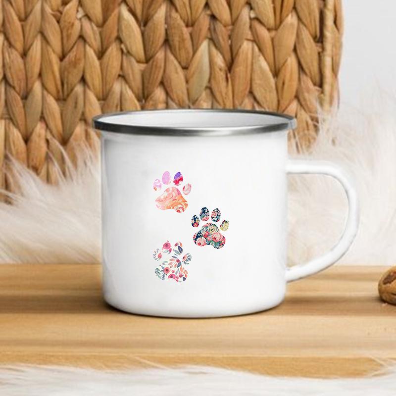 Ich liebe meinen Hund Bedruckte Emailletassen Kreative Kaffee-Tee-Tasse Getränke Dessert Frühstück Milchbecher Geschnittene Tassen Henkel Trinkgeschirr Beste Geschenke