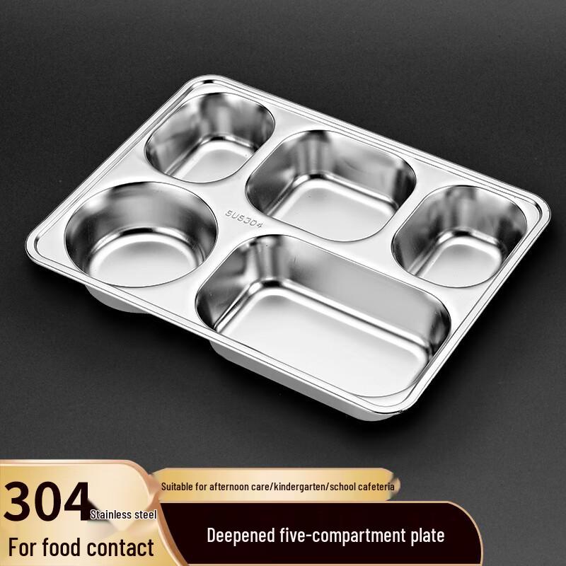 YUTAI 304 Stainless Steel Deep 5-Compartment Lunch Plate